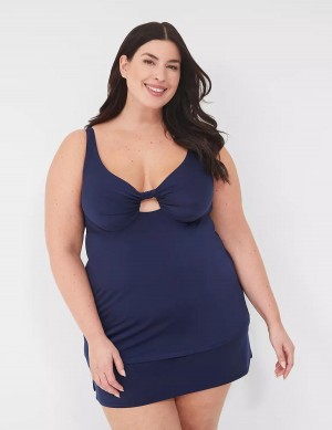 Dámské Vrchní díl Plavek Lane Bryant Underwire Knot-Front Tankini Blankyt | RMF2942BP