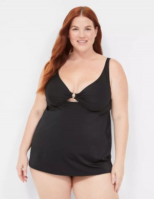 Dámské Vrchní díl Plavek Lane Bryant Underwire O-Ring Tankini Černé | NBB2977HY