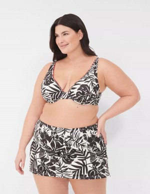 Dámské Vrchní díl Plavek Lane Bryant Underwire Plunge Bílé Černé | PEO968ZI