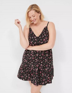 Dámské Šaty Lane Bryant Comfy Cotton Ruffle Chemise Růžové Černé | BXE9050OC