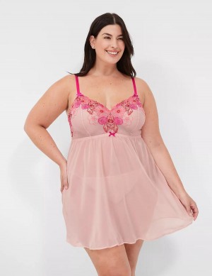 Dámské Šaty Lane Bryant Embroidered Babydoll Růžové Růžové | MGW9124FM