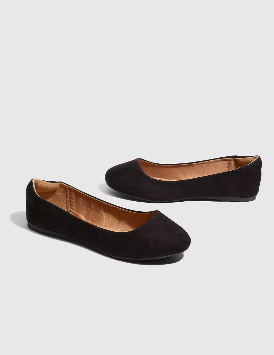 Dámské Baleríny Lane Bryant Suede Black Round Toe Černé | EJU9462PU