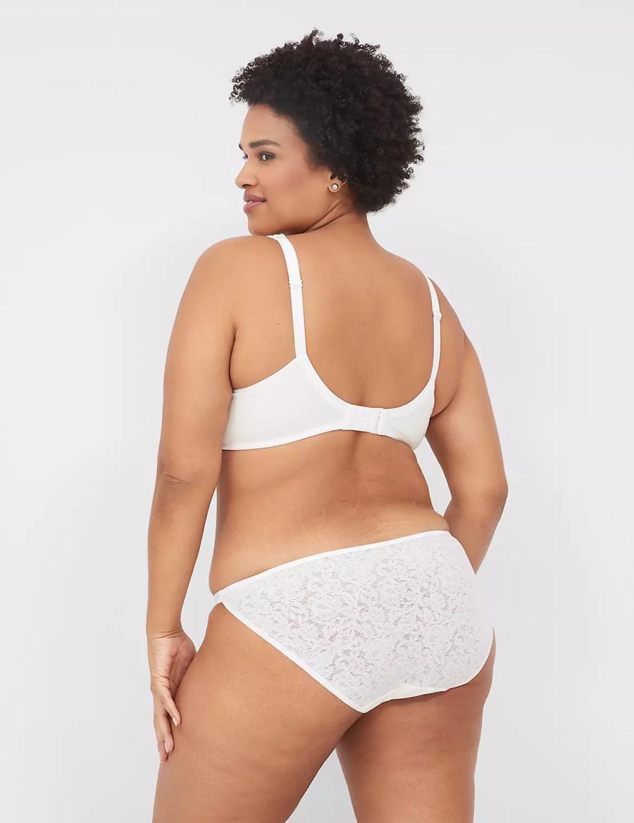 Dámské Bikiny Kalhotky Lane Bryant Cotton Double-String With Lace Back Bílé | GGO9990QX