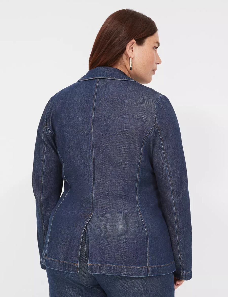 Dámské Blejzry Lane Bryant Fitted Denim Tmavě Blankyt | HZX8685AJ