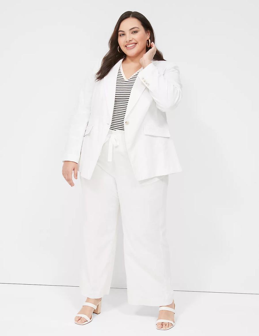 Dámské Blejzry Lane Bryant Linen One-Button Bílé | UOD5754EI