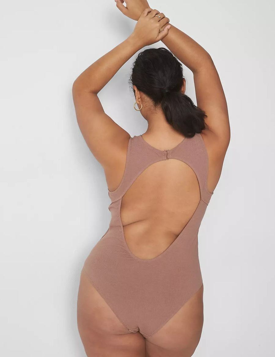 Dámské Body Lane Bryant Rib Open-Back Hnědé | CRS68PT