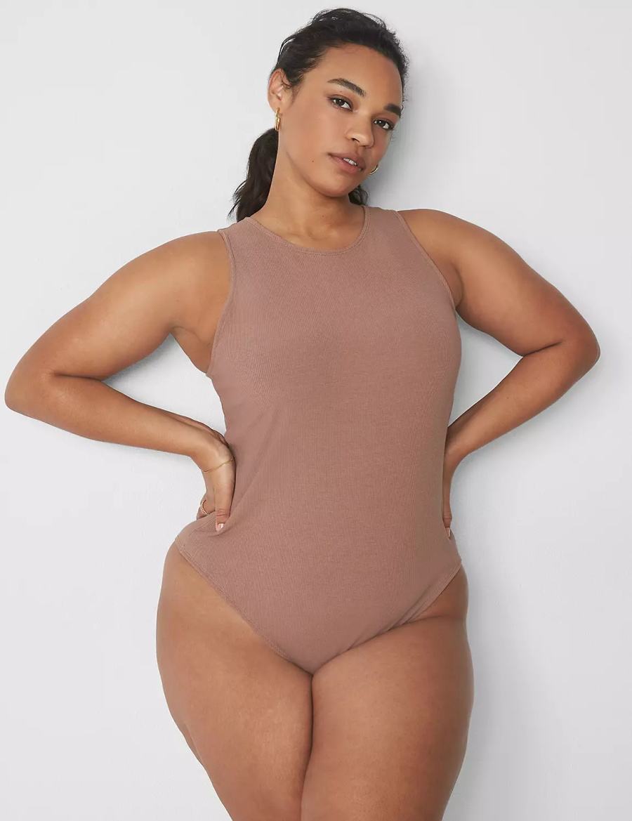 Dámské Body Lane Bryant Rib Open-Back Hnědé | CRS68PT