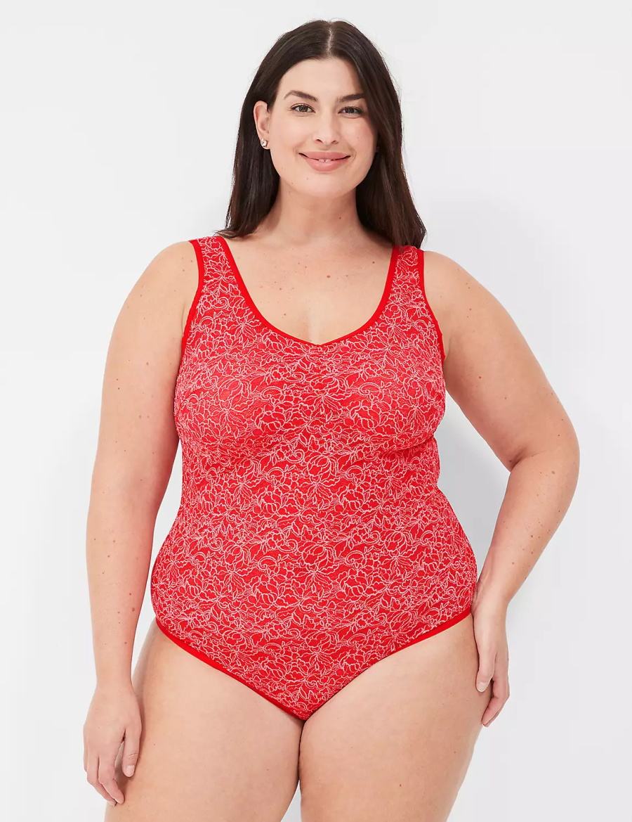 Dámské Body Lane Bryant Stretch Lace Cross-Dyed Červené | IBV3745VM