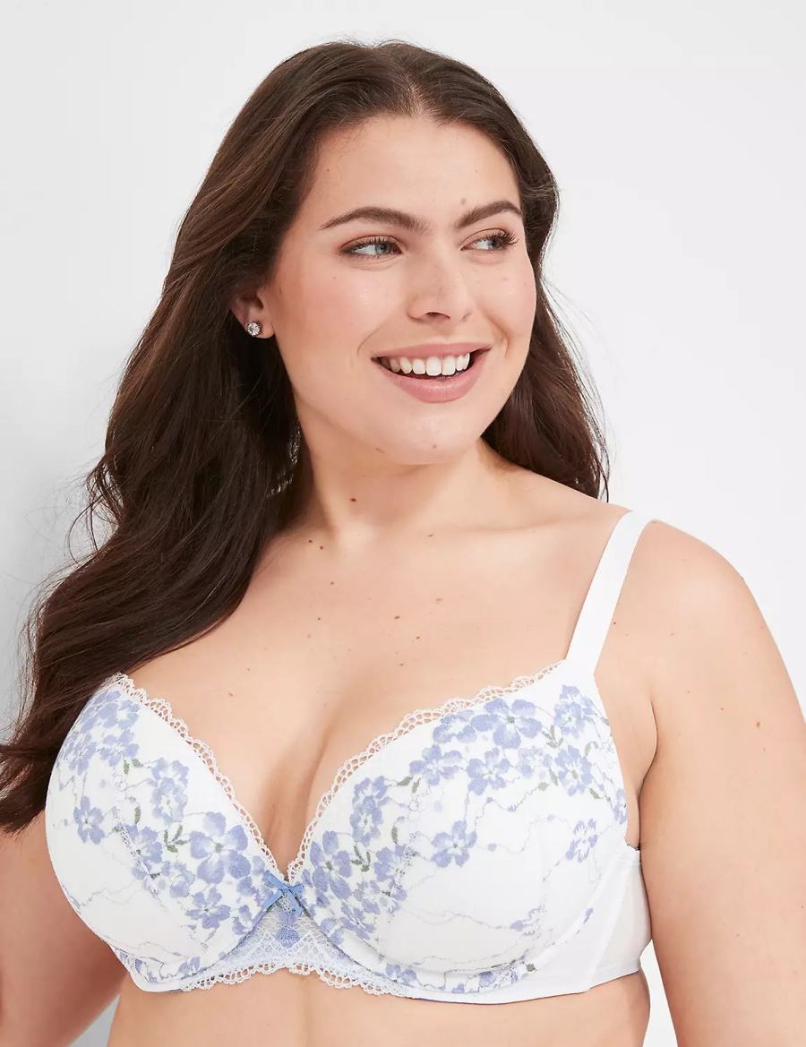 Dámské Bralettes Lane Bryant Boost Plunge With Lace Bílé | PAE3742EL