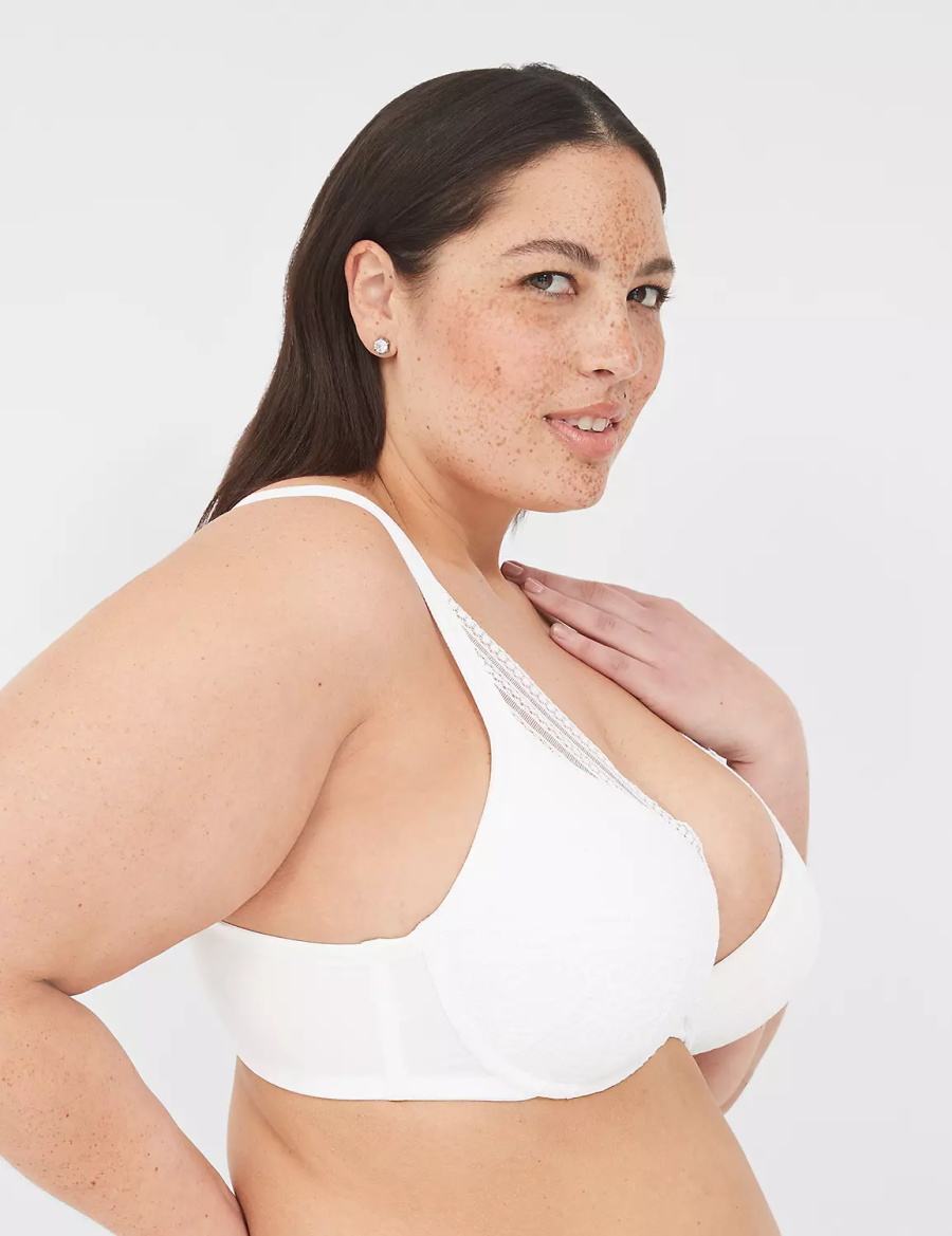 Dámské Bralettes Lane Bryant Boost Plunge With Lace Bílé | JQQ5479LL