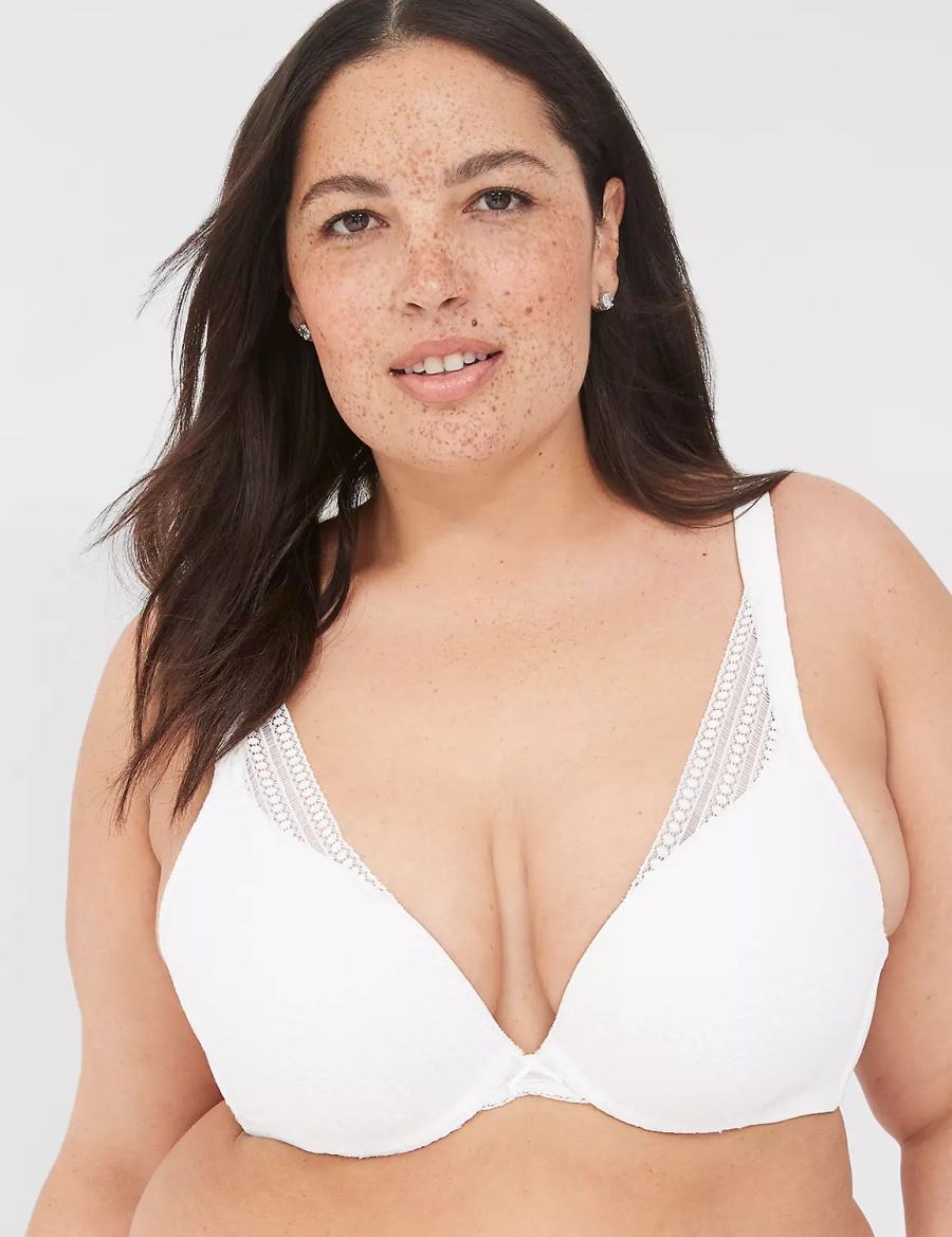 Dámské Bralettes Lane Bryant Boost Plunge With Lace Bílé | JQQ5479LL