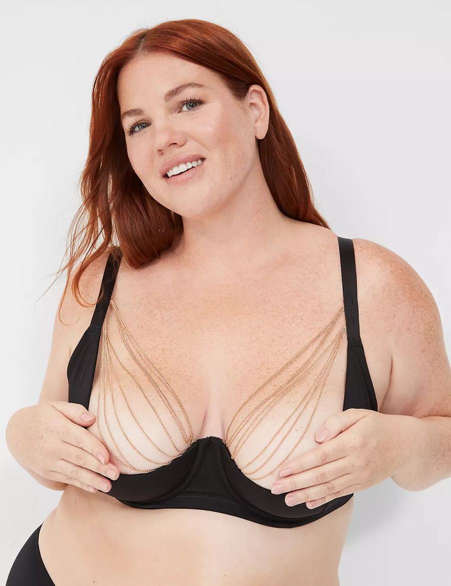 Dámské Bralettes Lane Bryant Chain Quarter Cup Černé | XUN8861OV