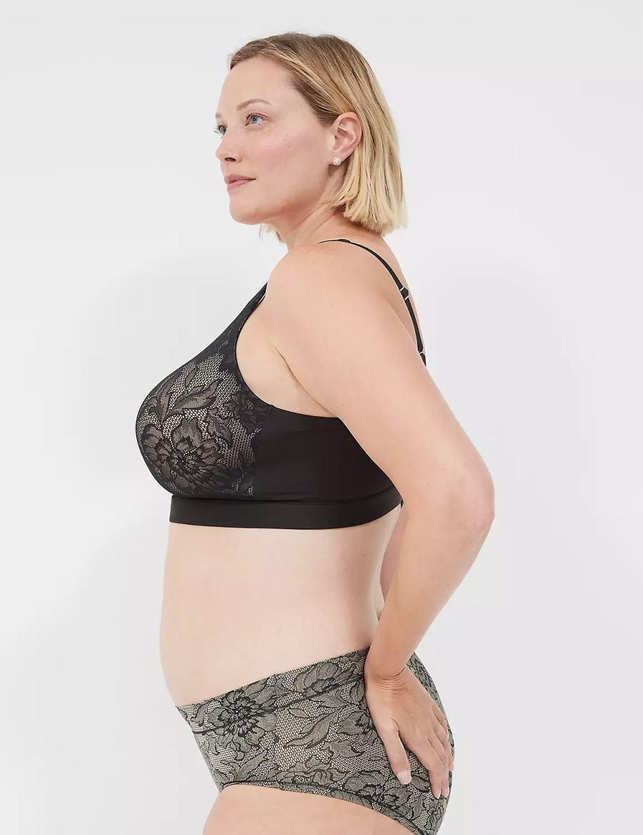 Dámské Bralettes Lane Bryant Comfort Bliss Lightly Lined No-Wire With Lace Černé | HLA1075ZB