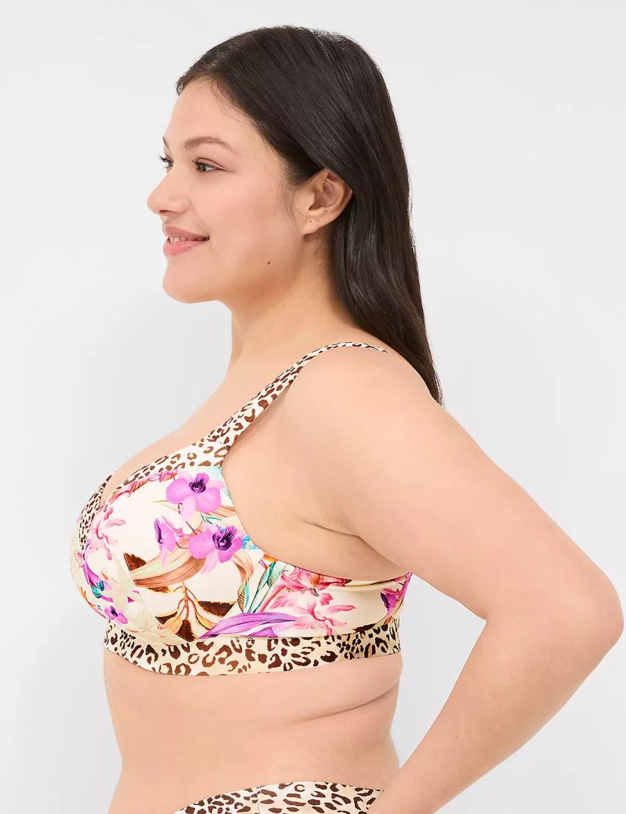 Dámské Bralettes Lane Bryant Comfort Bliss Lightly Lined Plunge Bílé Viacfarebný | VCV7113CU