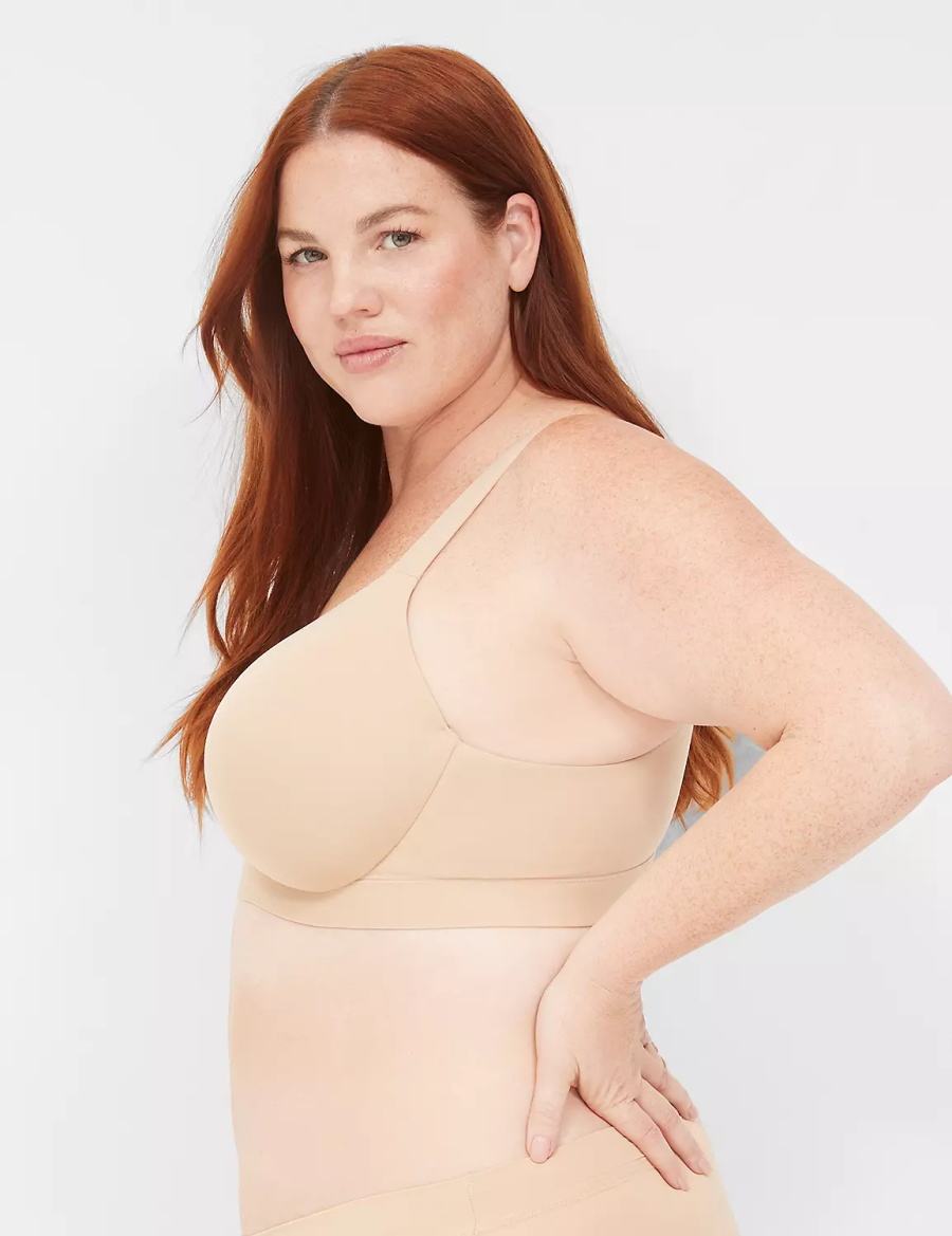 Dámské Bralettes Lane Bryant Comfort Bliss Lightly Lined Plunge Béžový | YFH5417EC