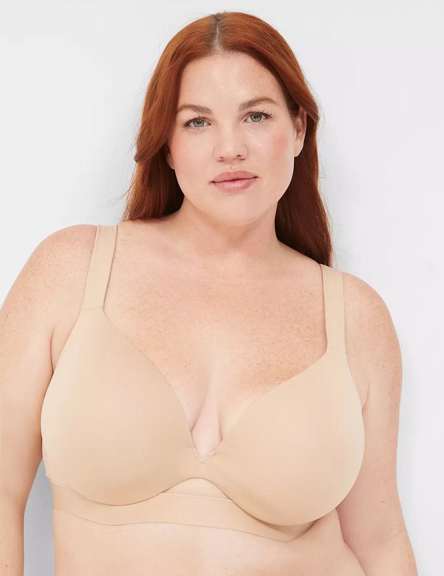 Dámské Bralettes Lane Bryant Comfort Bliss Lightly Lined Plunge Béžový | YFH5417EC