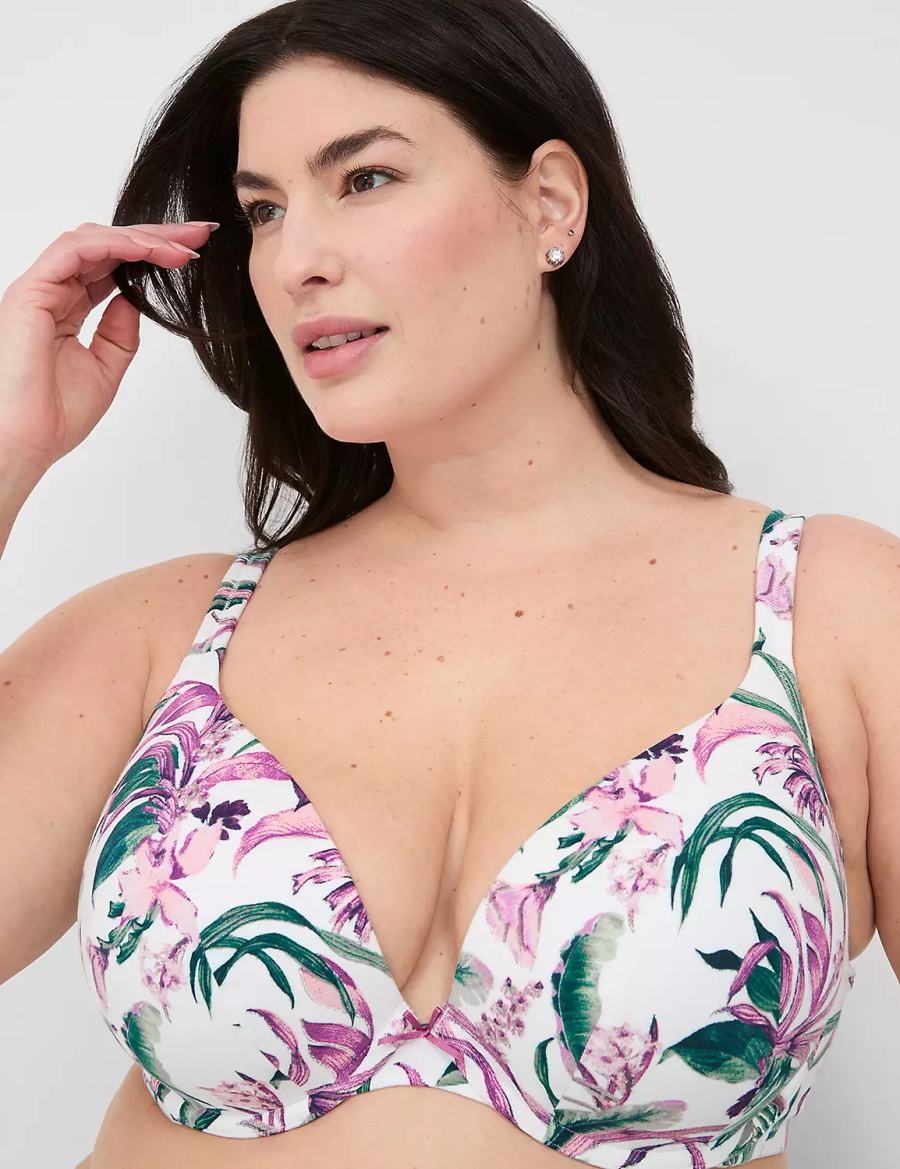 Dámské Bralettes Lane Bryant Cotton Boost Plunge Bílé | LAN8070EW