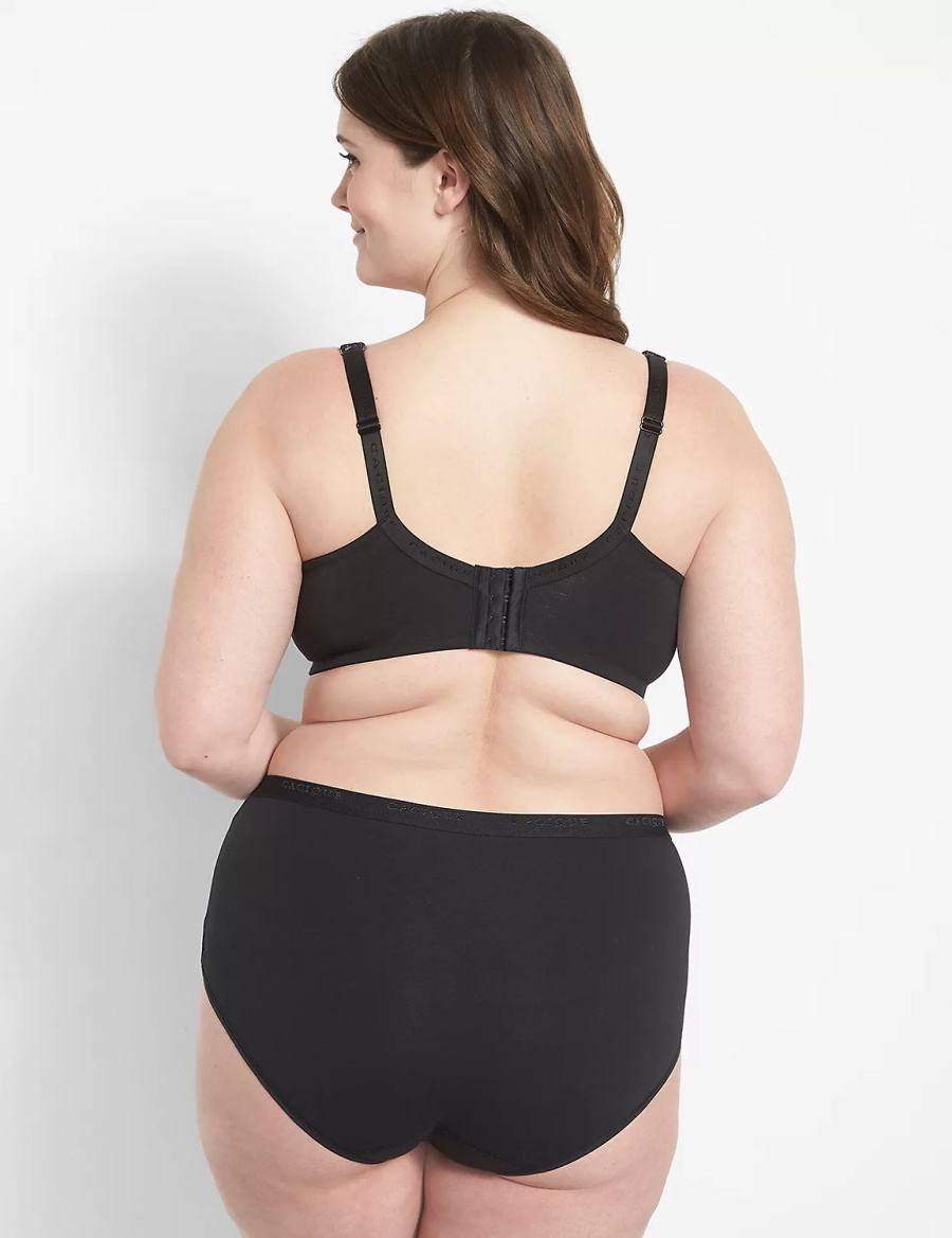 Dámské Bralettes Lane Bryant Cotton Boost Plunge With Lace Černé | XTZ1741UR