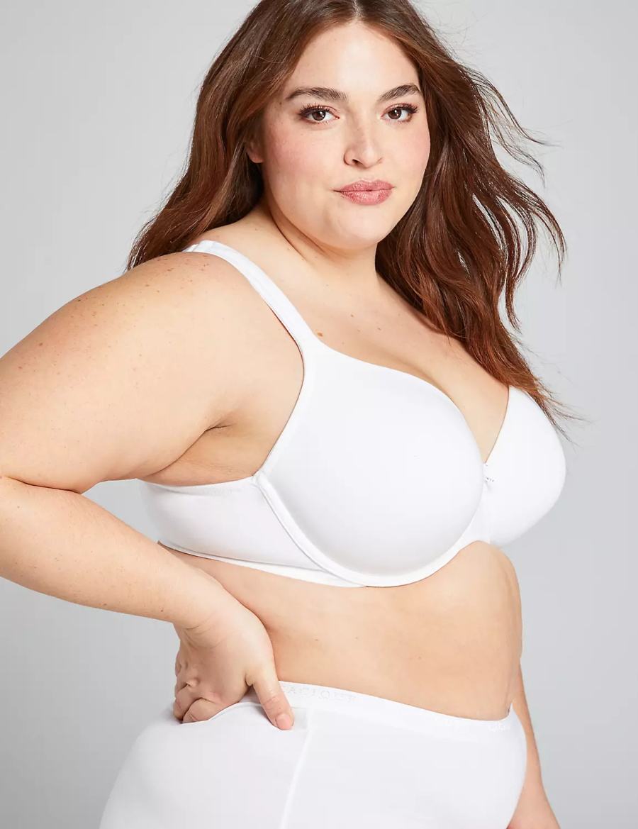 Dámské Bralettes Lane Bryant Cotton Lightly Lined Full Coverage Bílé | NUS2629CP