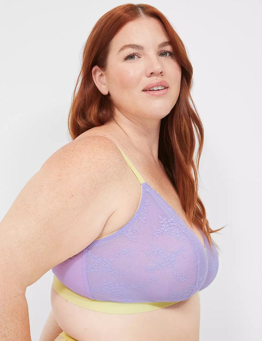 Dámské Bralettes Lane Bryant Delicate Lace Peek-A-Boo No-Wire Fialové | ZCA6524GZ