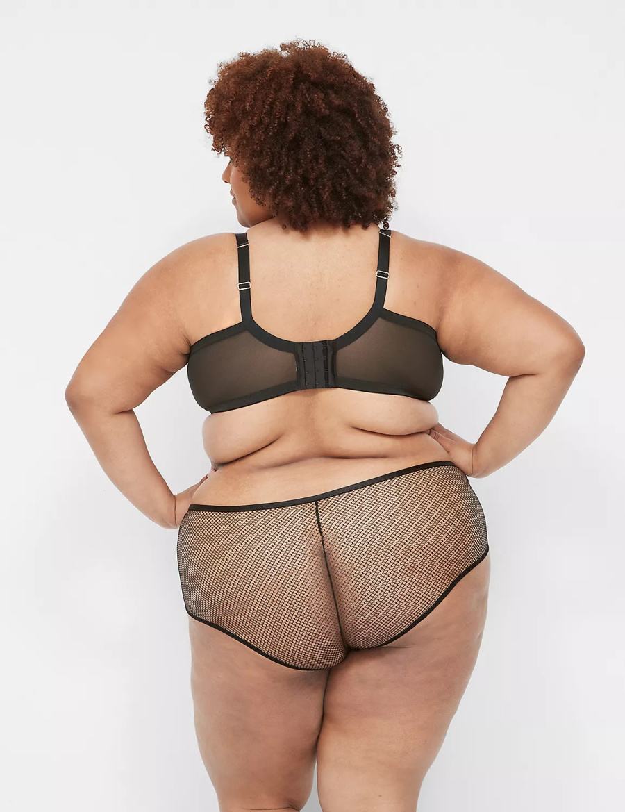 Dámské Bralettes Lane Bryant Fishnet Lightly Lined Plunge Černé | IYN7499PQ