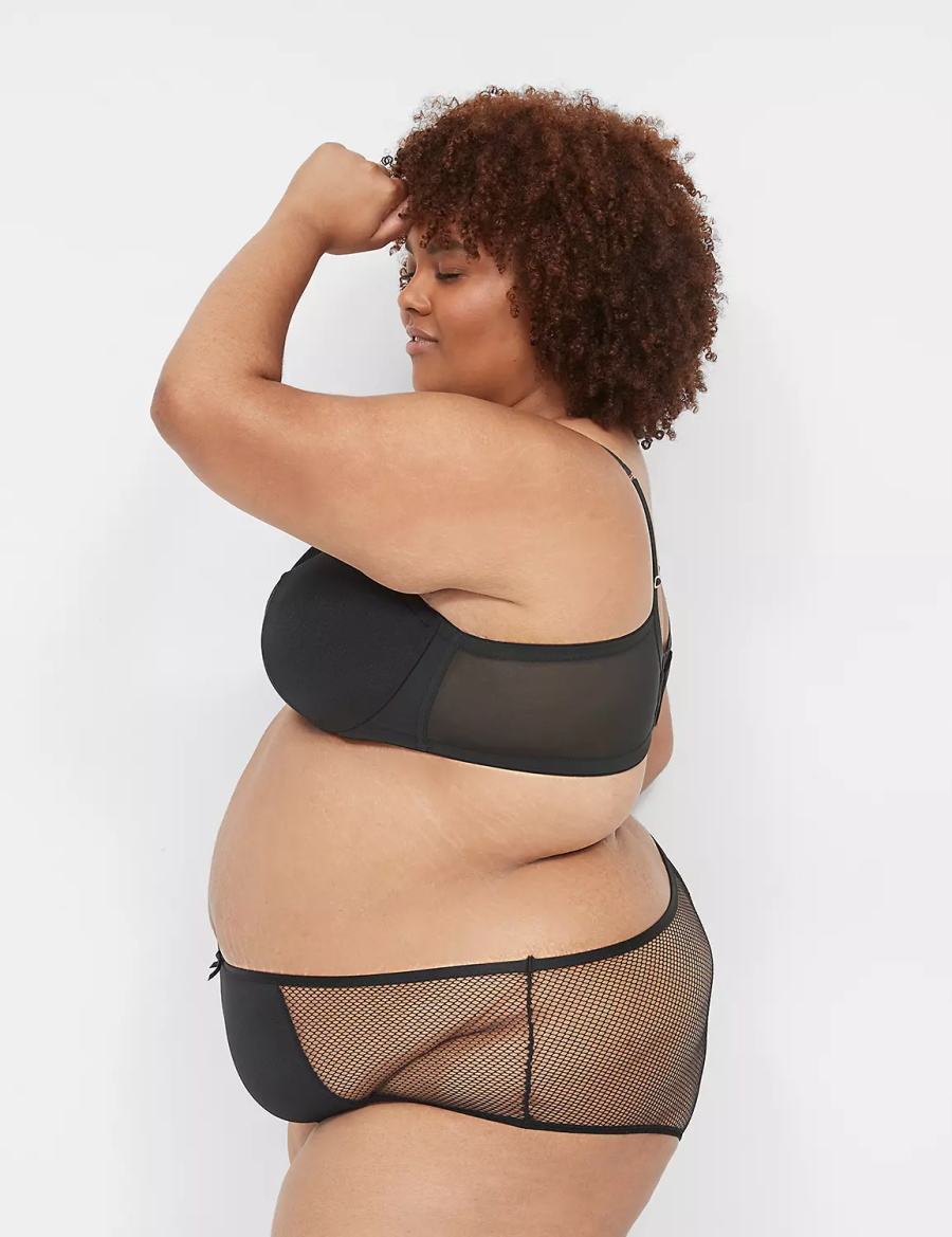 Dámské Bralettes Lane Bryant Fishnet Lightly Lined Plunge Černé | IYN7499PQ