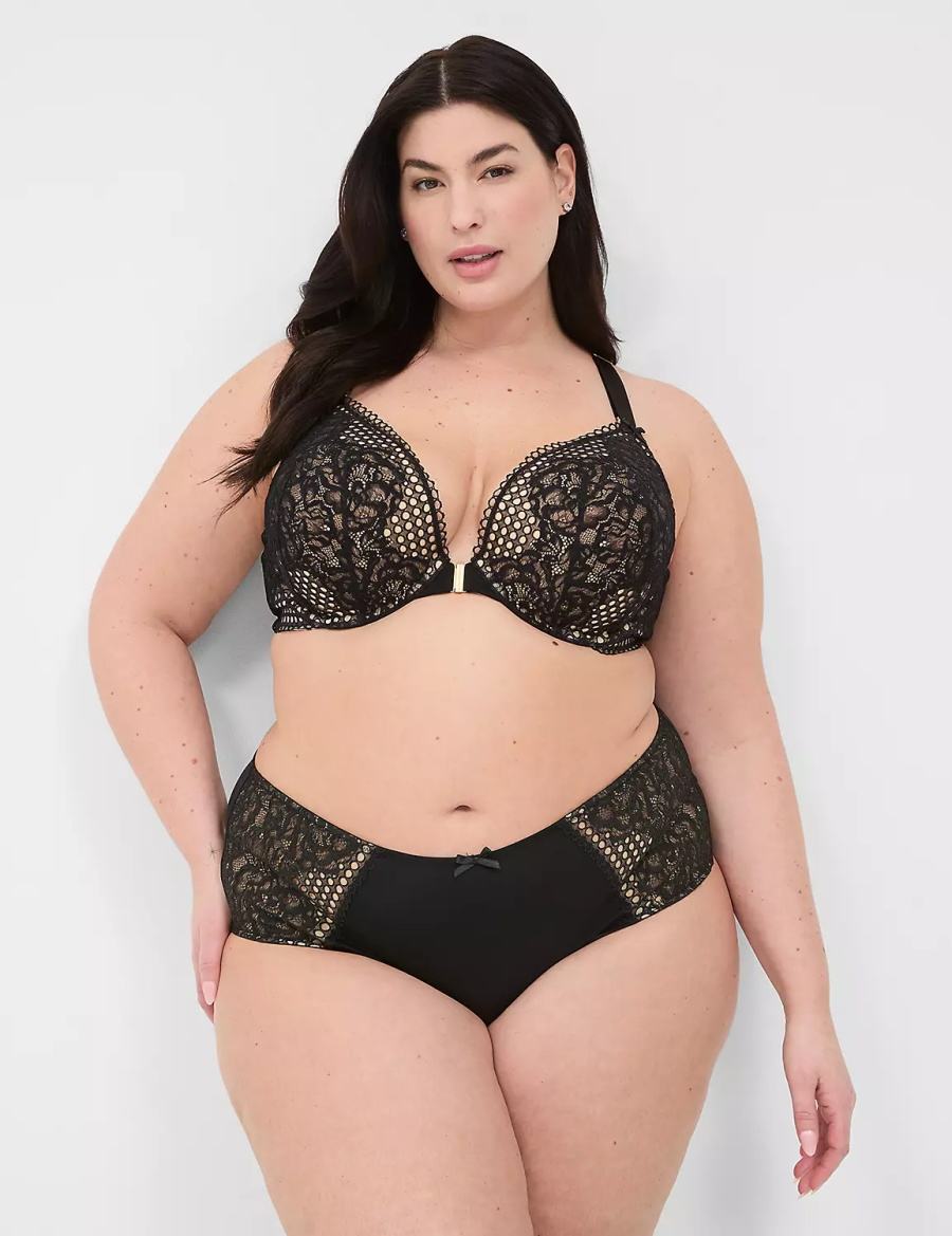 Dámské Bralettes Lane Bryant Front-Close Boost Plunge Černé | KHY5658LB