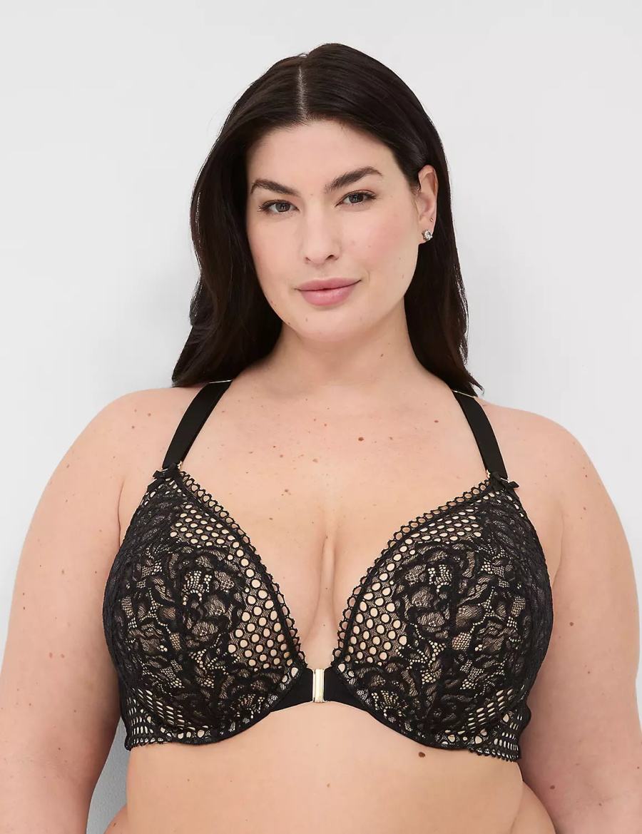 Dámské Bralettes Lane Bryant Front-Close Boost Plunge Černé | KHY5658LB