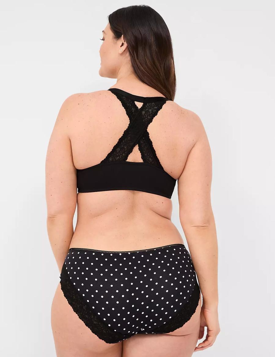 Dámské Bralettes Lane Bryant Front-Close Cotton Boost Plunge Černé | MBB4167QQ