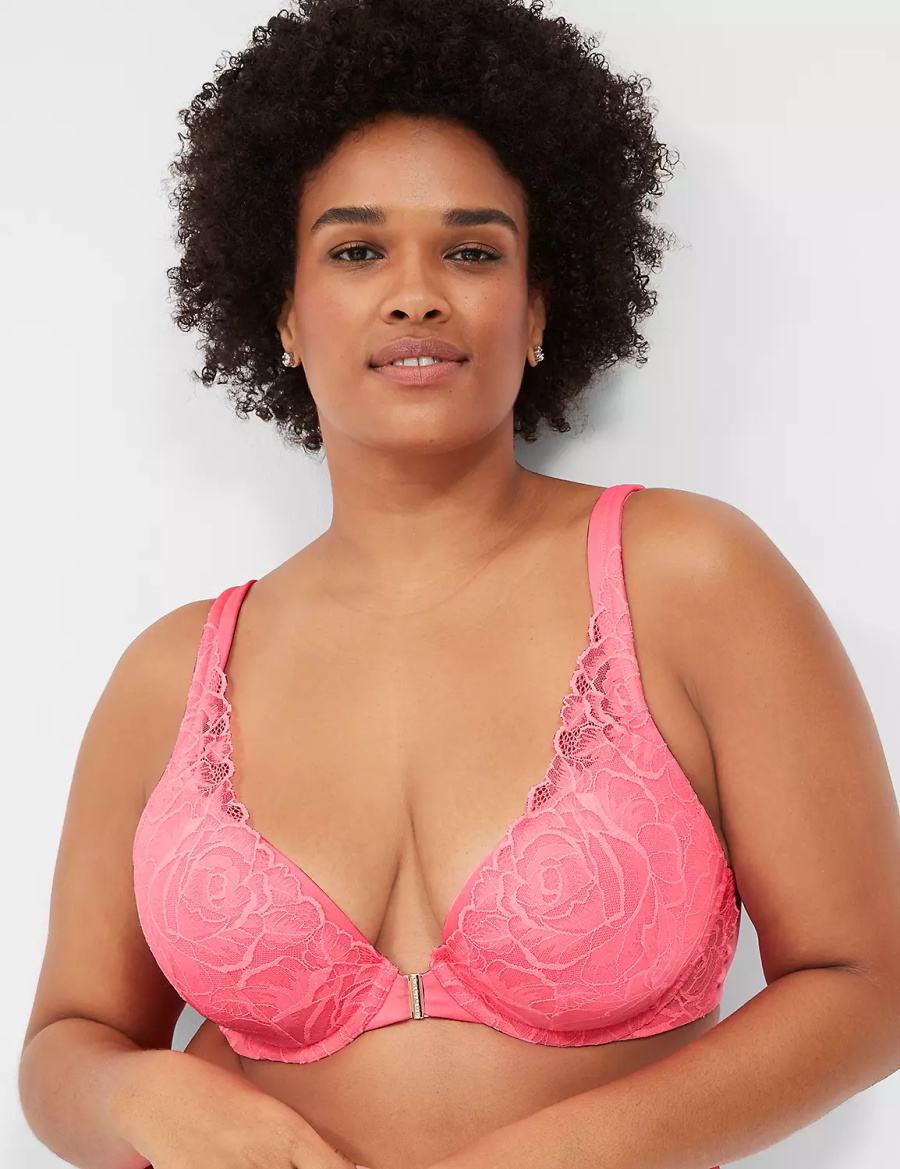 Dámské Bralettes Lane Bryant Front-Close Smooth Boost Plunge Růžové | UEW9756NJ