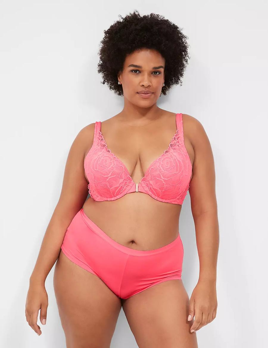 Dámské Bralettes Lane Bryant Front-Close Smooth Boost Plunge Růžové | UEW9756NJ