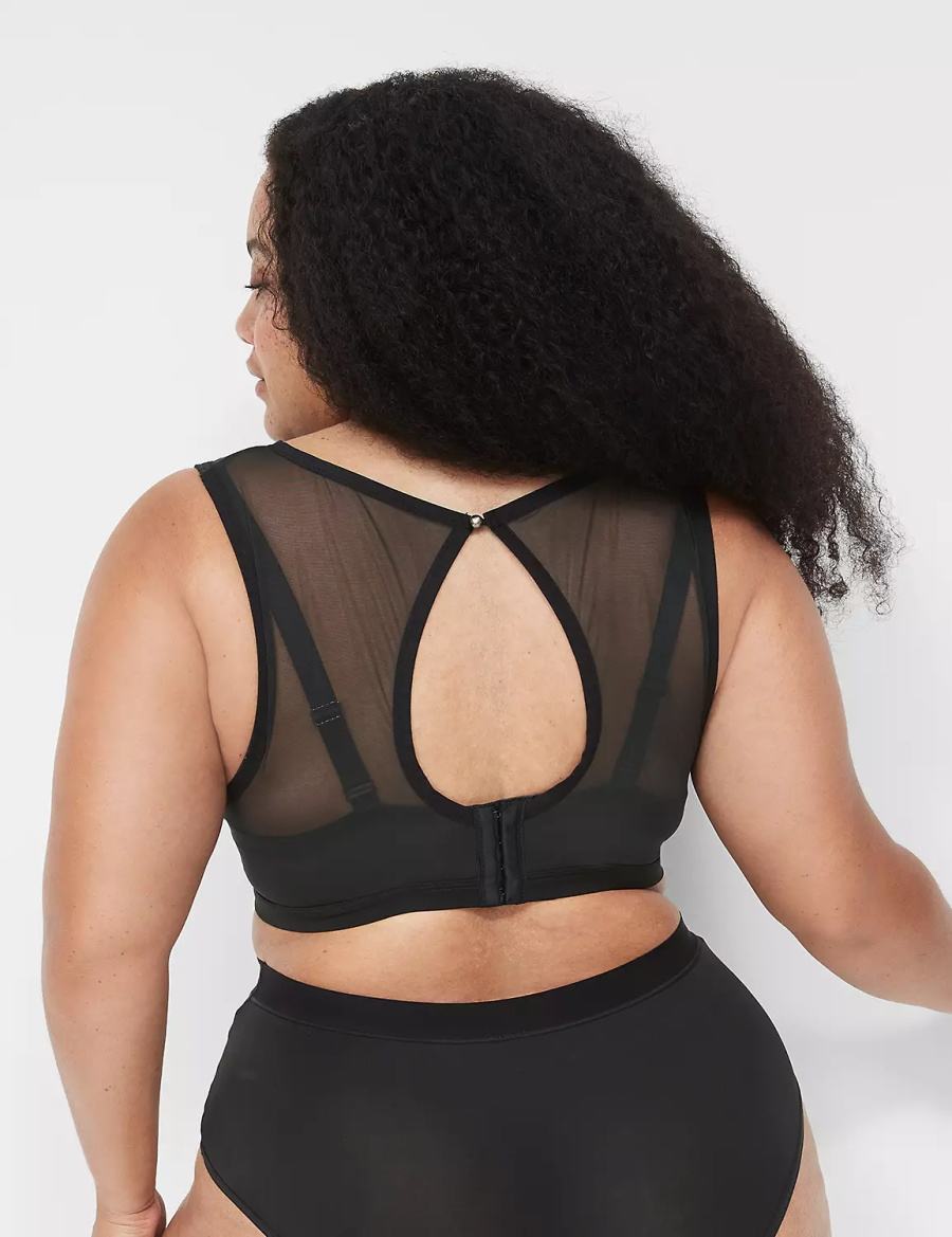 Dámské Bralettes Lane Bryant High Apex With Mesh Overlay Černé | RVH224ZZ