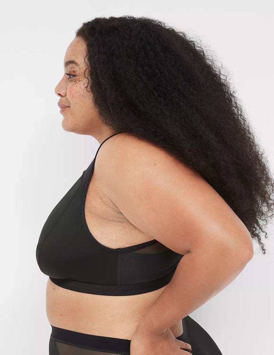 Dámské Bralettes Lane Bryant High Apex With Mesh Overlay Černé | RVH224ZZ