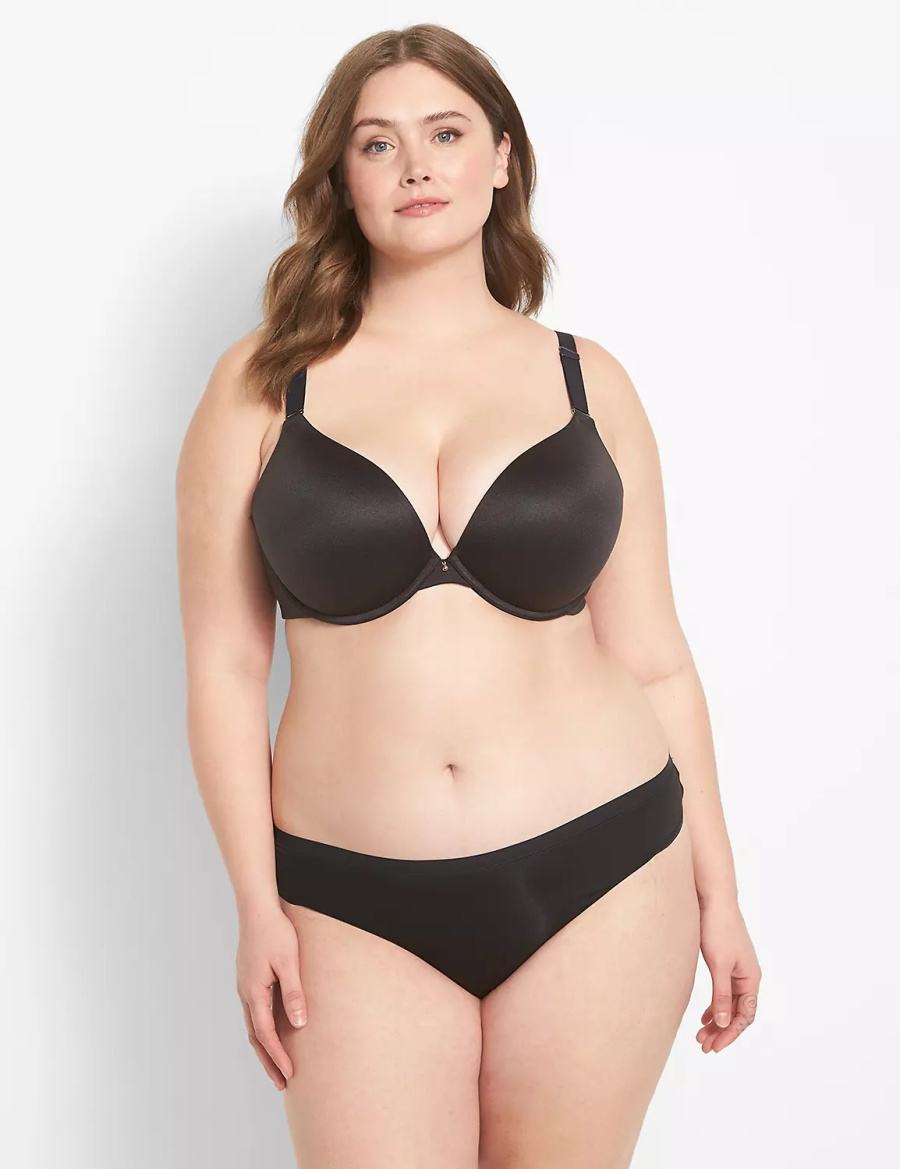 Dámské Bralettes Lane Bryant Invisible Backsmoother Boost Plunge Černé | HGI9957PS