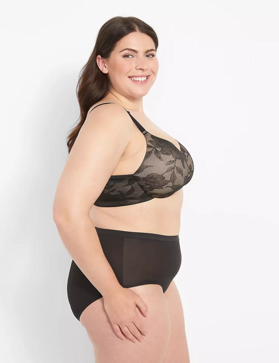 Dámské Bralettes Lane Bryant Invisible Lace Backsmoother Lightly Lined Full Coverage Černé | PPF2335LT