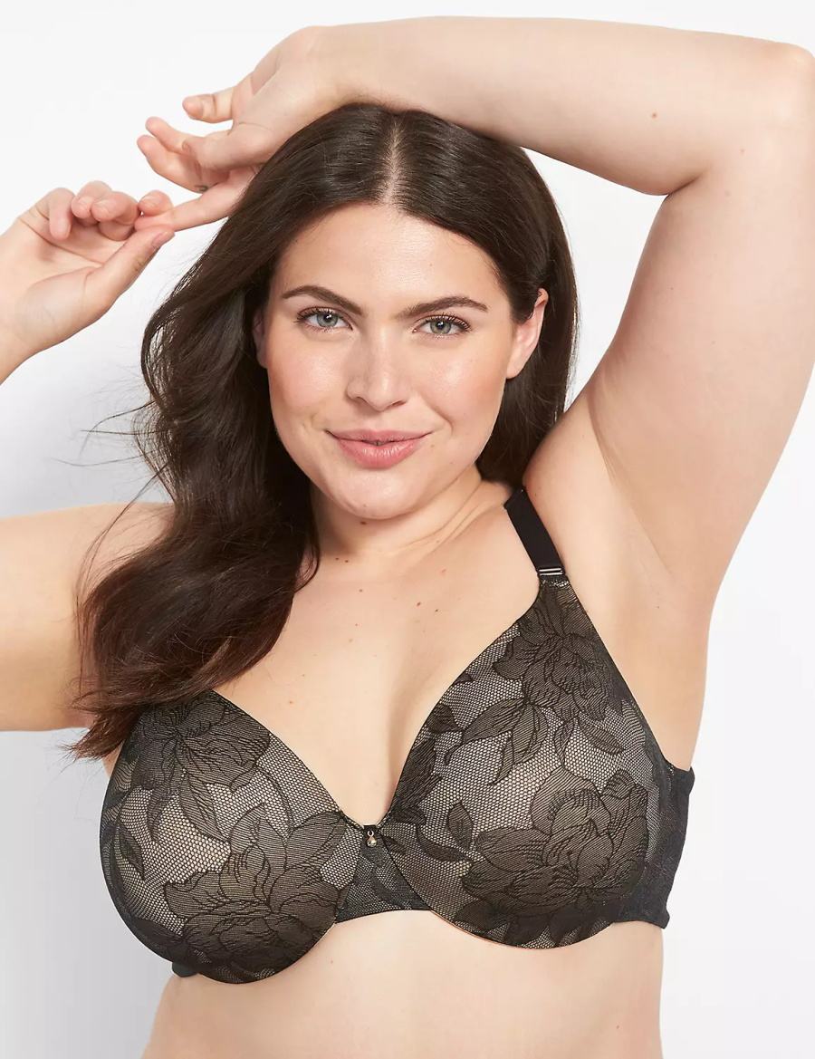 Dámské Bralettes Lane Bryant Invisible Lace Backsmoother Lightly Lined Full Coverage Černé | PPF2335LT