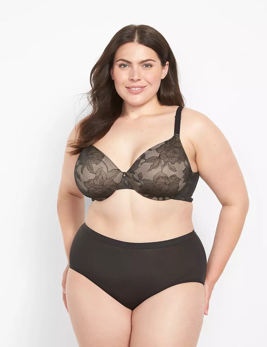 Dámské Bralettes Lane Bryant Invisible Lace Backsmoother Lightly Lined Full Coverage Černé | PPF2335LT