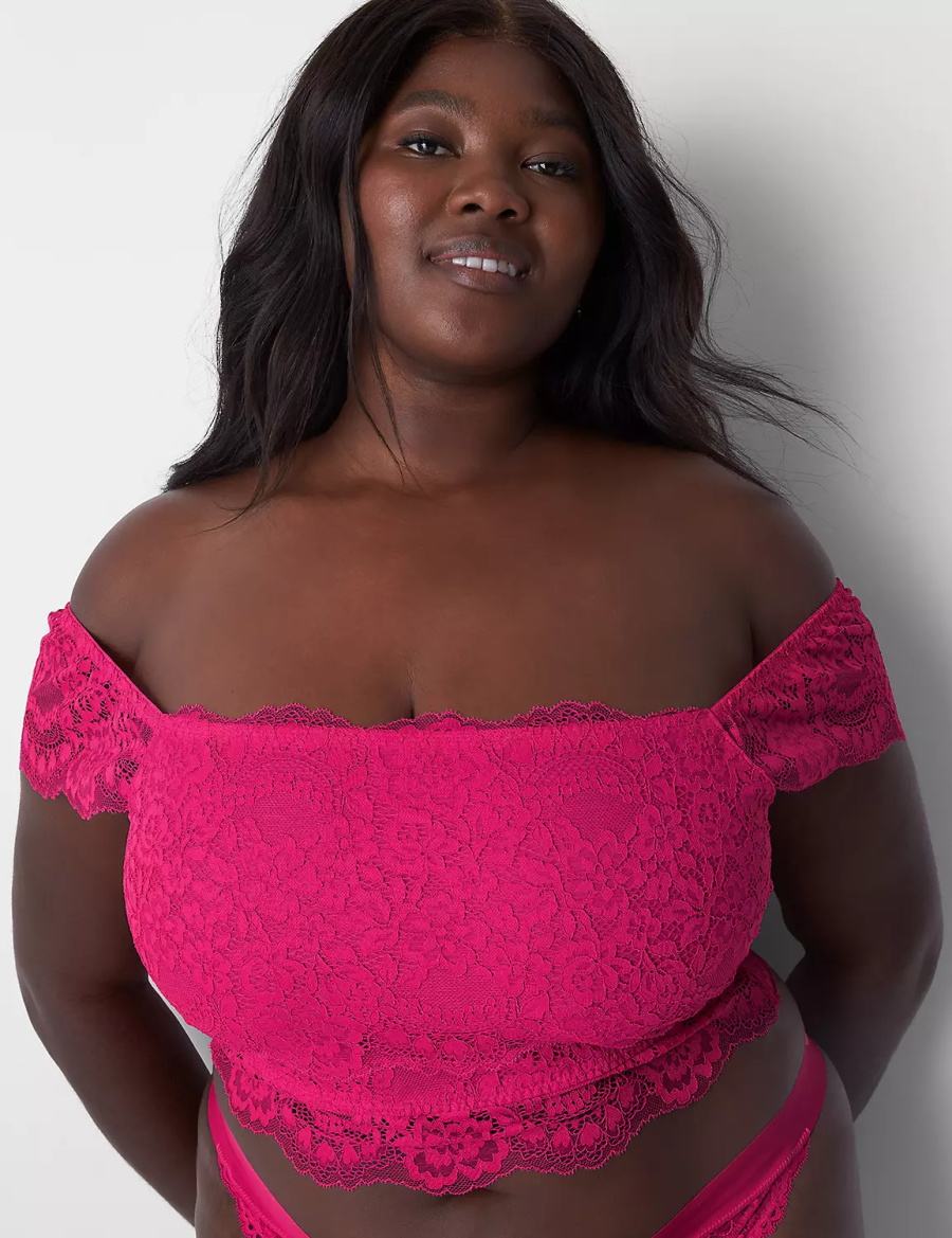 Dámské Bralettes Lane Bryant Lace Crop Top Růžové | JUH2428ZD