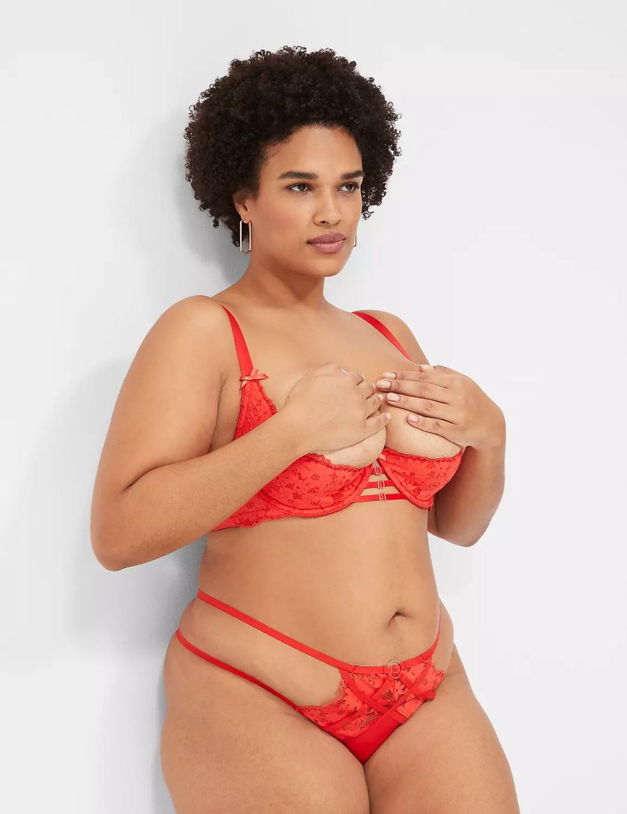 Dámské Bralettes Lane Bryant Lace Quarter Cup Tmavě Červené | EQY3869BA