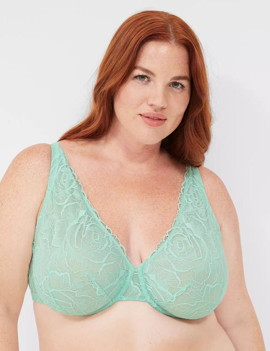 Dámské Bralettes Lane Bryant Lace Unlined Full Coverage Světle Zelene | OIH3975BN