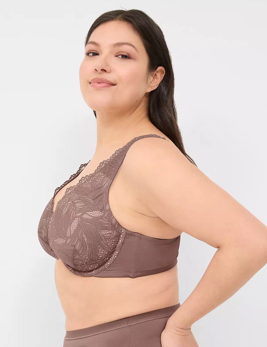 Dámské Bralettes Lane Bryant Lace Unlined Full Coverage Tmavě Šedé Hnědé | UAW1366AQ