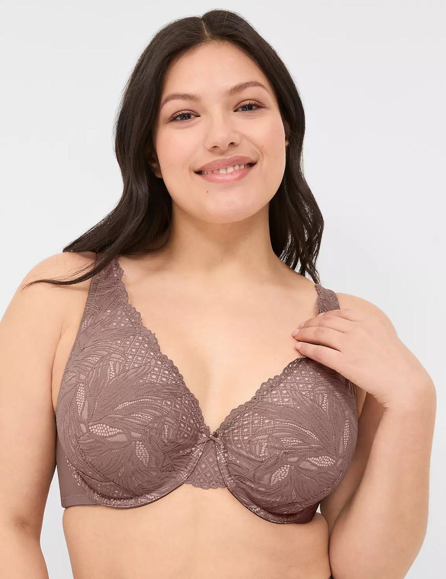 Dámské Bralettes Lane Bryant Lace Unlined Full Coverage Tmavě Šedé Hnědé | UAW1366AQ