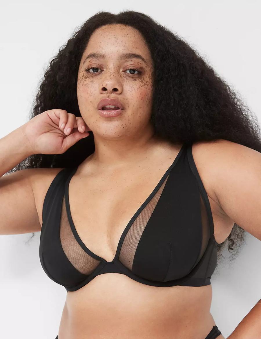 Dámské Bralettes Lane Bryant Mesh High Apex Černé | EWD9360HX