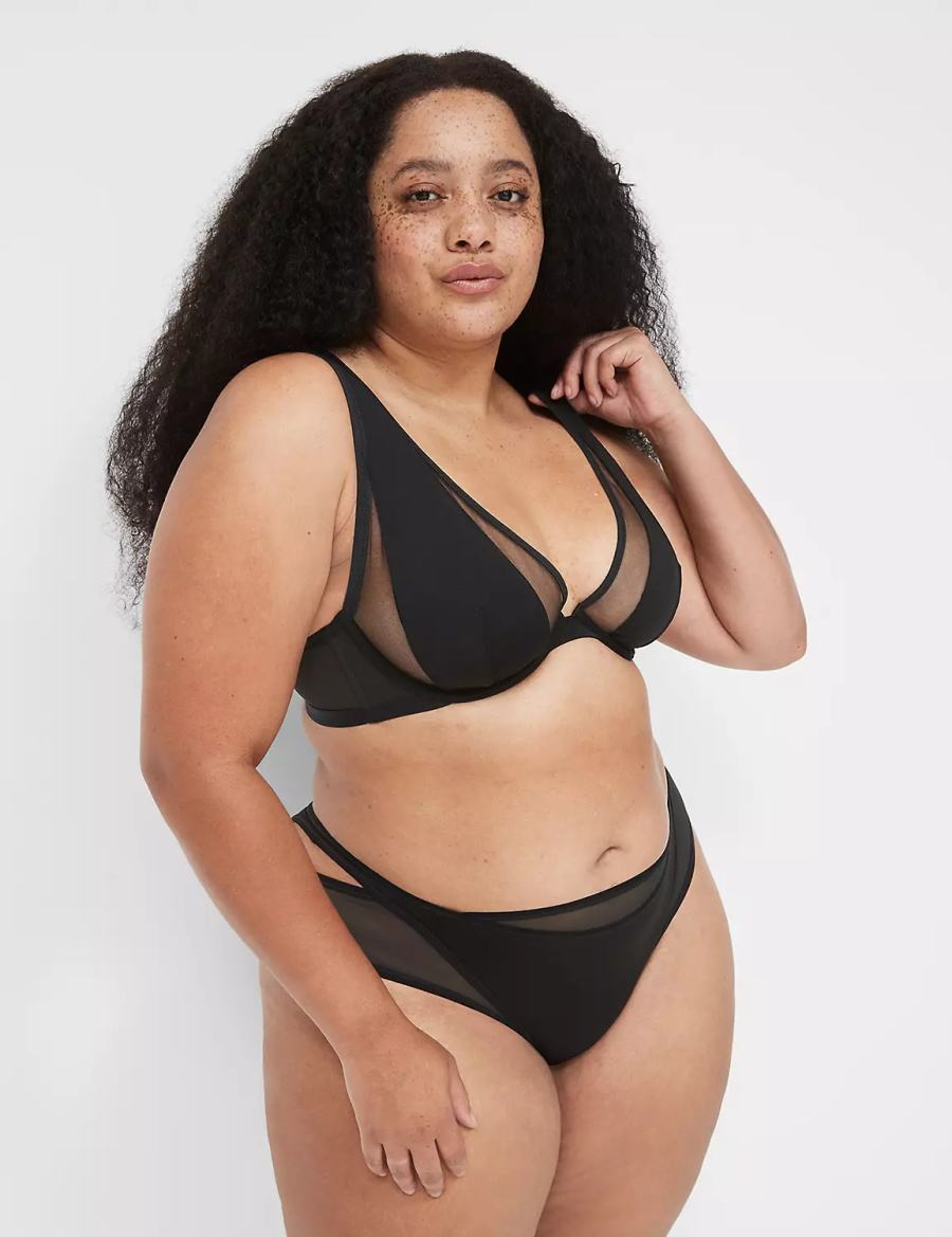 Dámské Bralettes Lane Bryant Mesh High Apex Černé | EWD9360HX