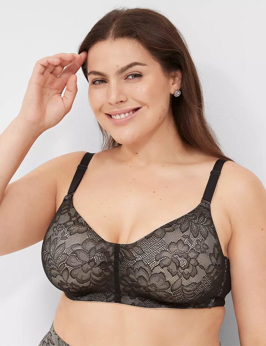 Dámské Bralettes Lane Bryant No-Wire with Lace Černé | IRR7991LY