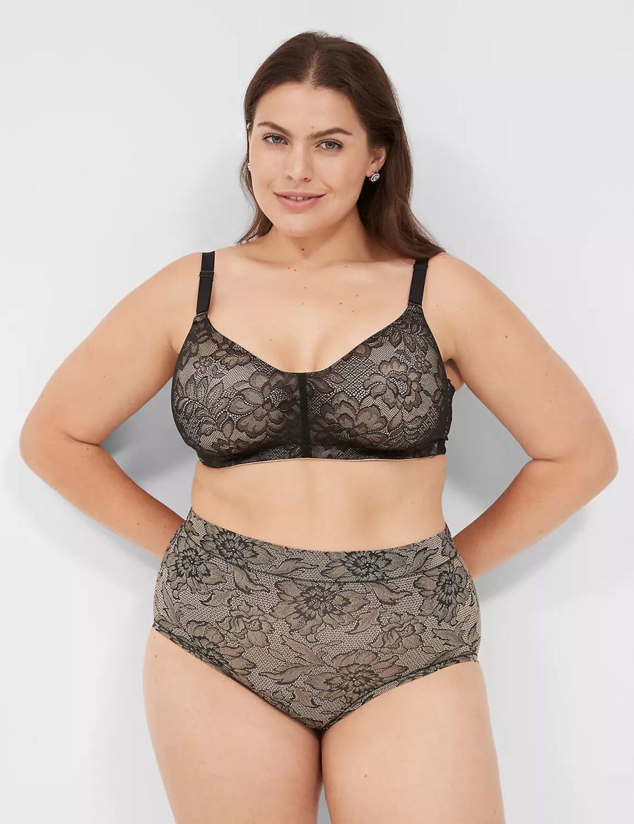 Dámské Bralettes Lane Bryant No-Wire with Lace Černé | IRR7991LY