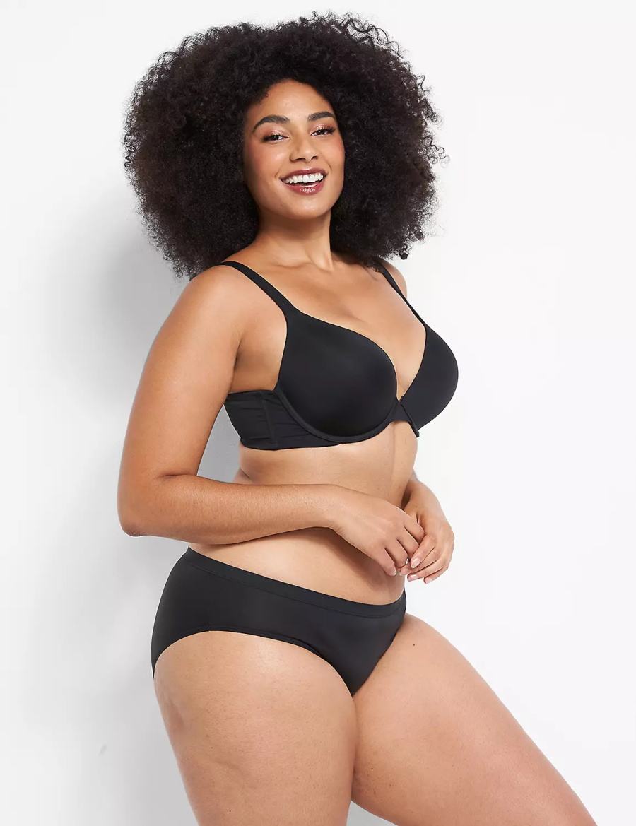 Dámské Bralettes Lane Bryant Smooth Boost Plunge Černé | NAS8445LD