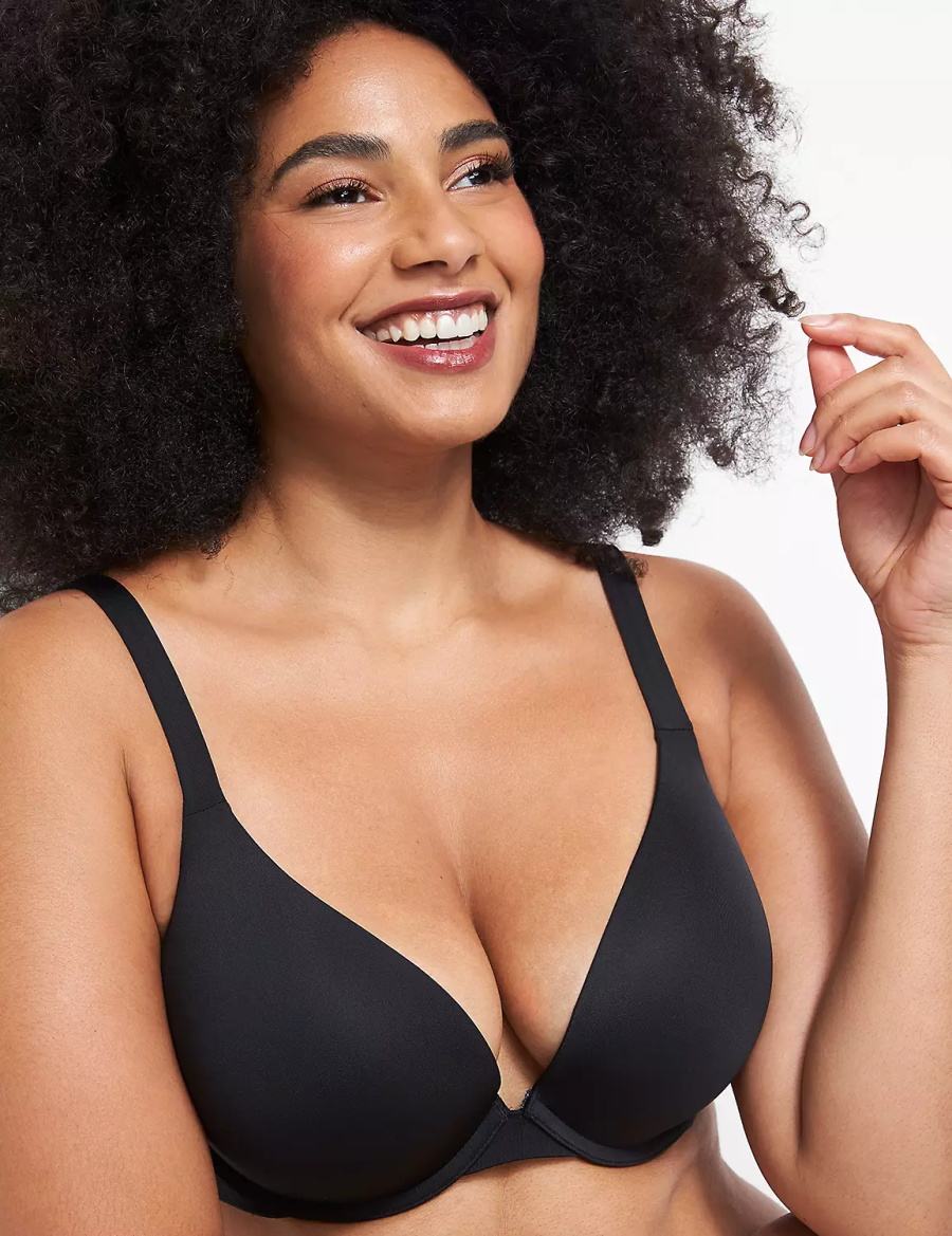 Dámské Bralettes Lane Bryant Smooth Boost Plunge Černé | NAS8445LD