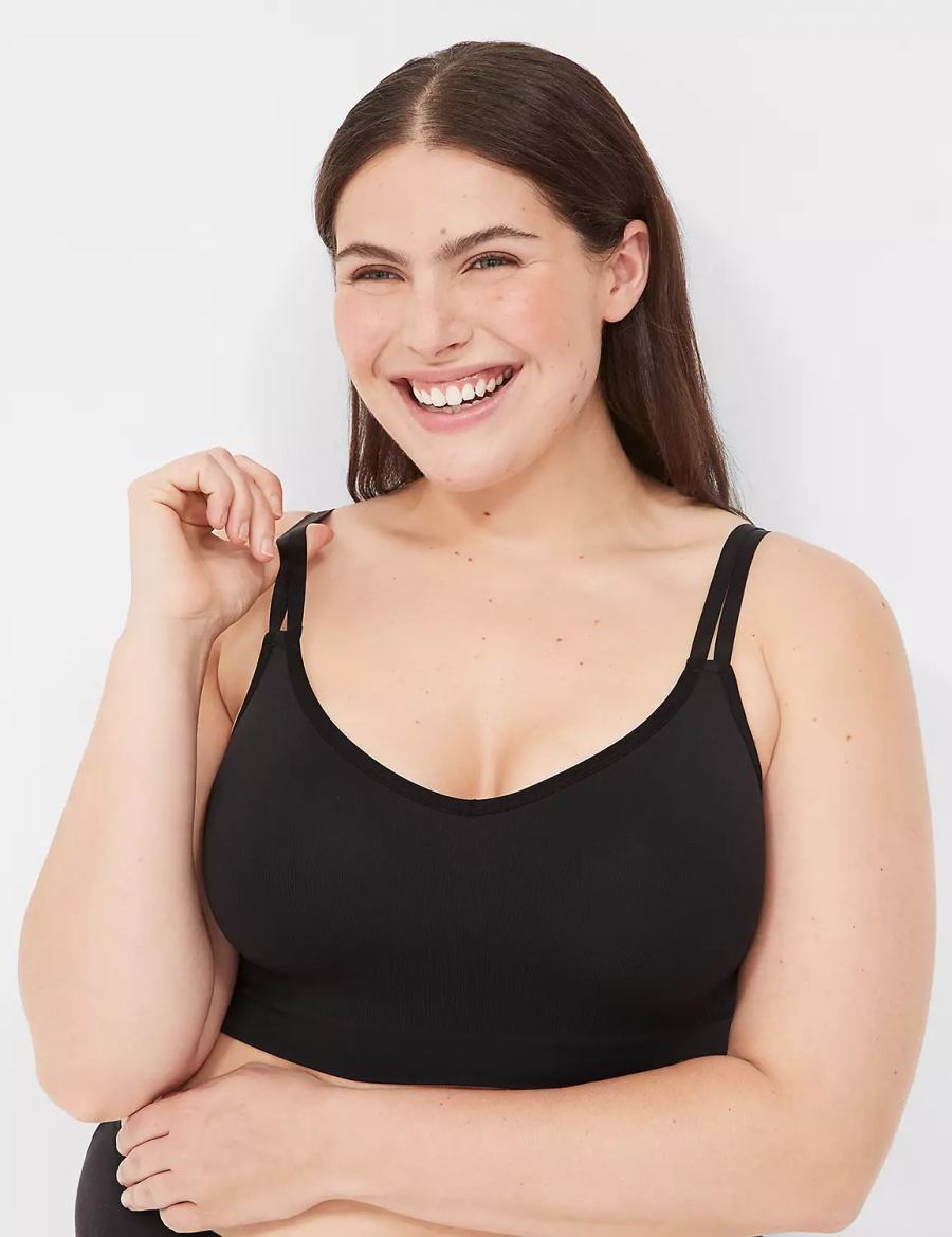 Dámské Bralettes Lane Bryant Strappy Seamless Černé | WEO3827NE