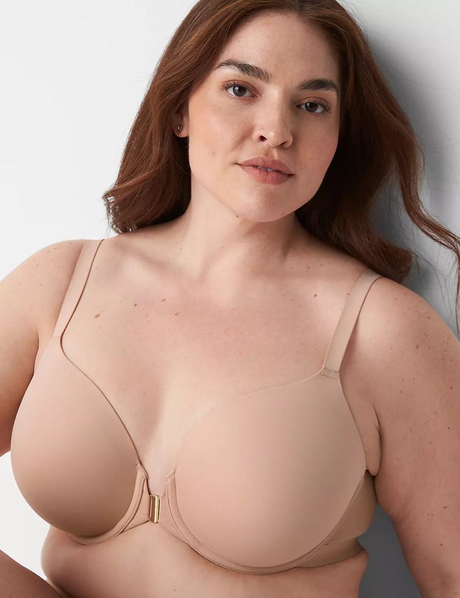 Dámské Bralettes Lane Bryant Totally Smooth Full Coverage Front-Close Béžový | QTS4944IY